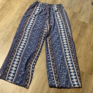 Blue and white flare pants